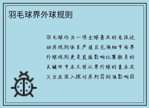 羽毛球界外球规则